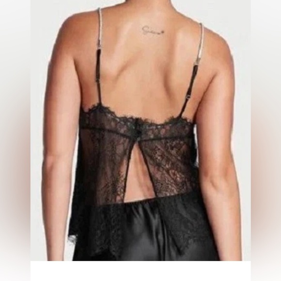 Victoria's Secret Tops - Victoria's Secret Cami. Bling Cz Strap Split Back Lace Trim Sz L Sexy